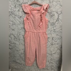 Janie and Jack Pink Eyelet Ruffle Jumpsuit for Kids, size 5. NWT
